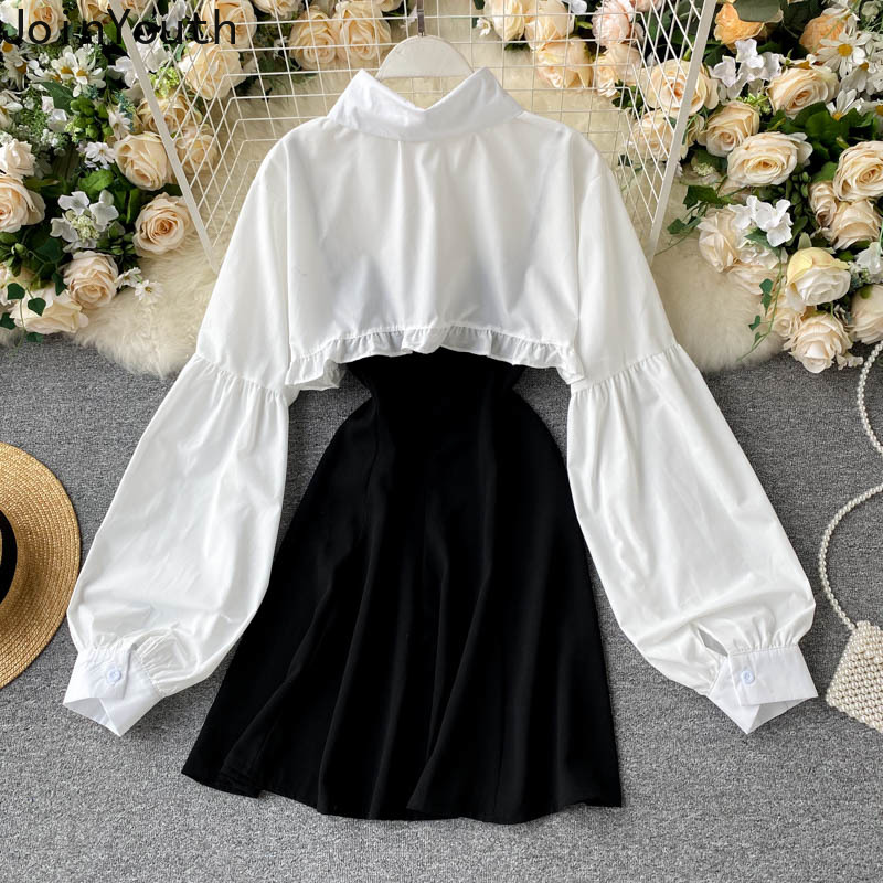 Nigikala Fashion Dresses Suit Korean 2 Piece Set Women White Ruffles ...
