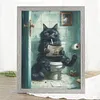Toilet Cat Reading Newspaper-11CT Stamped Cross Stitch 40*53cm tapestrymarket