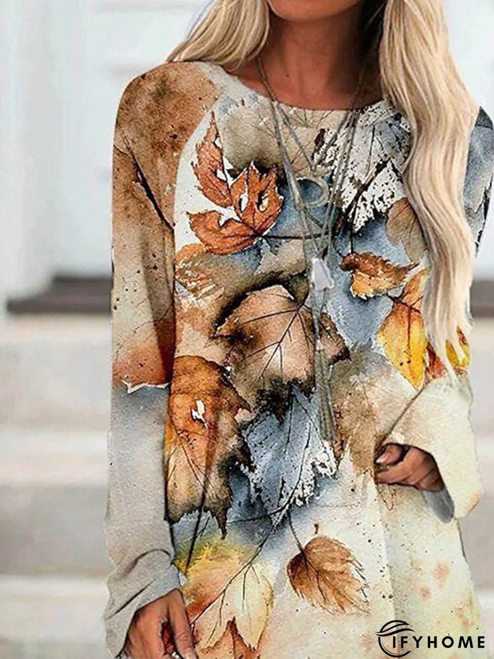 Maple Leaves Tunic Casual Loose T-Shirt | IFYHOME