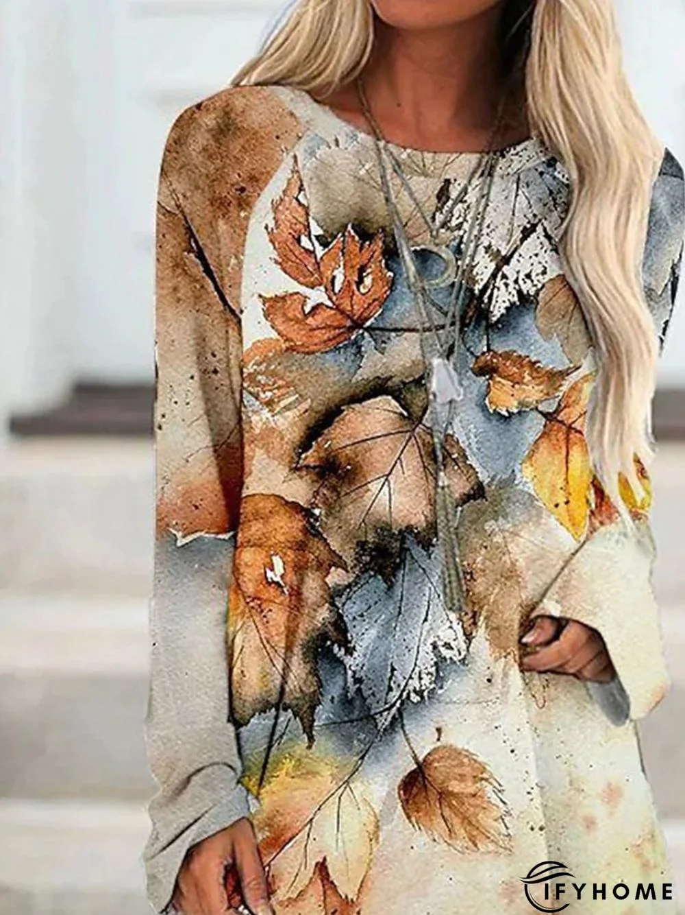 Maple Leaves Tunic Casual Loose T-Shirt | IFYHOME