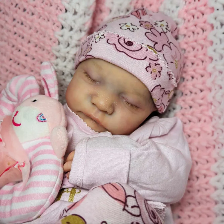  20" Newborn Lifelike Sleeping Baby Hand-painted Hair Doll Girl Noney with Heartbeat💖 & Sound🔊 - Reborndollsshop®-Reborndollsshop®