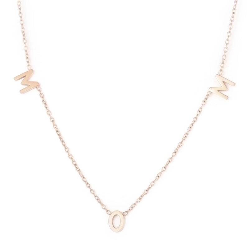 Stainless Steel 18K Gold Plated MAMA Minimalist Plating Solid Color Necklace