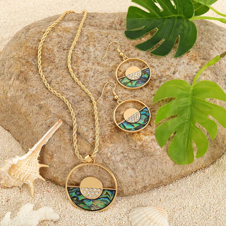 Peacock Feather Dolphin Jewelry Set