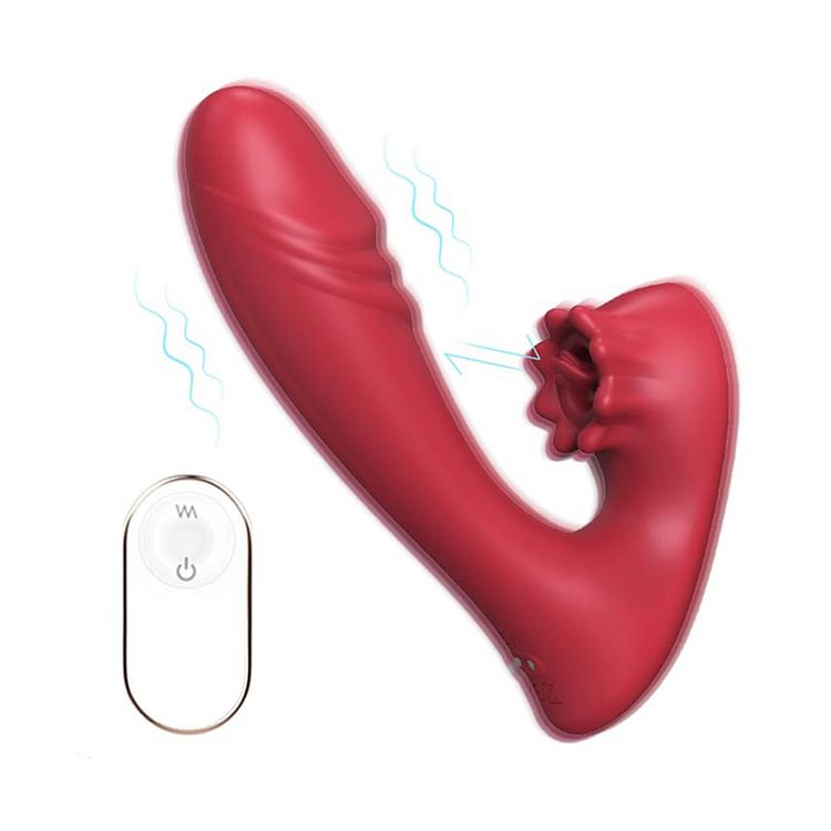 Silicone Vibration Waterproof Double Anal And Woman G Spot Lick Vagina Clitoris Sex Toy Massage Vibrator Red