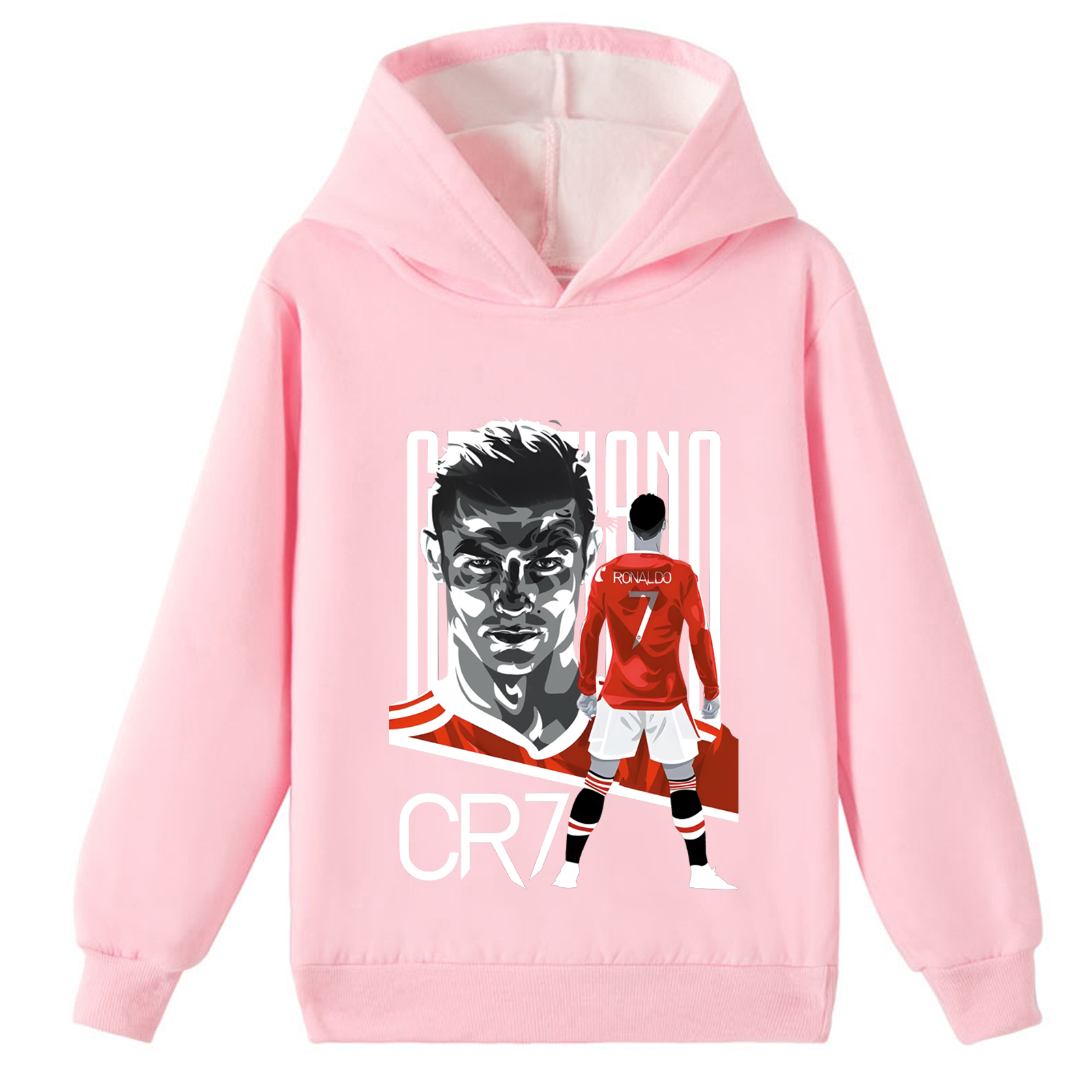 Mayoulove Unisex Cristiano Ronaldo Fleece Hoodie for Kids - Stylish, Cozy Sportswear for Boys  Girls-Mayoulove