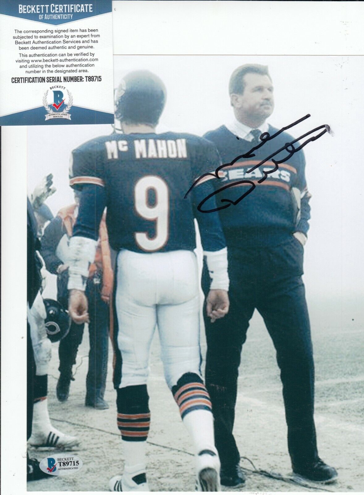 MIKE DITKA signed (CHICAGO BEARS) Football Coach 8X10 Photo Poster painting BECKETT BAS T89715