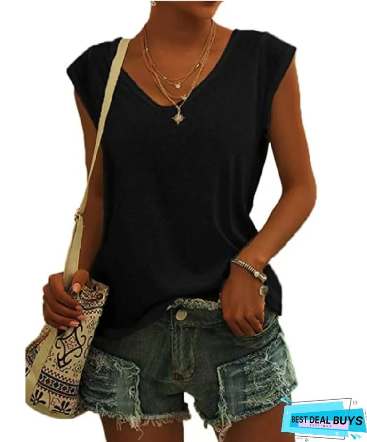 Short Sleeve Cotton-Blend Solid T-shirt