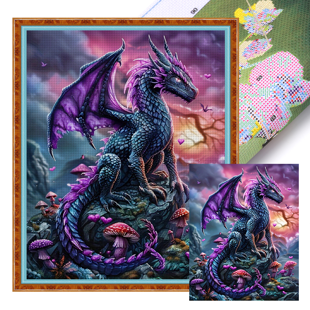 Purple Pterosaur Full 11CT Pre-stamped Canvas(40*50cm) Cross Stitch