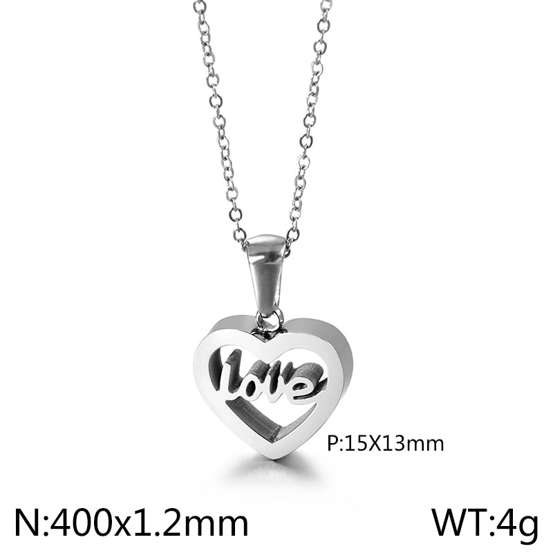 Romantic Letter Heart Shape Titanium Steel Plating Rose Gold Plated Gold Plated Pendant Necklace