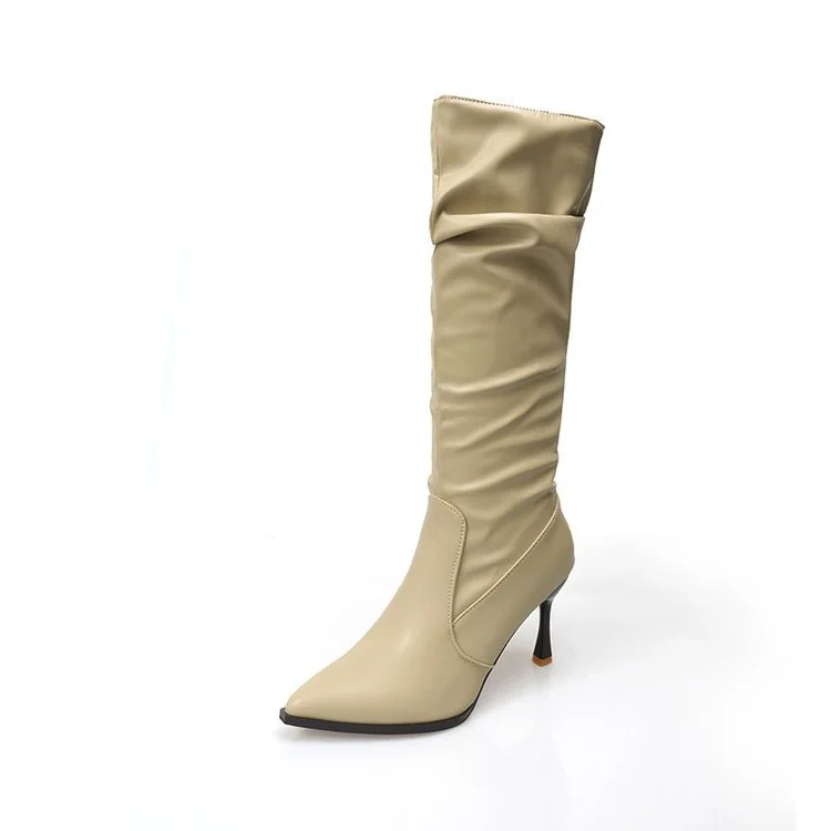 Yyvonne Folded High-Heeled Boots Women Autumn Tide And Piles Of Boots High But Knee-High Fashion Knight Boots