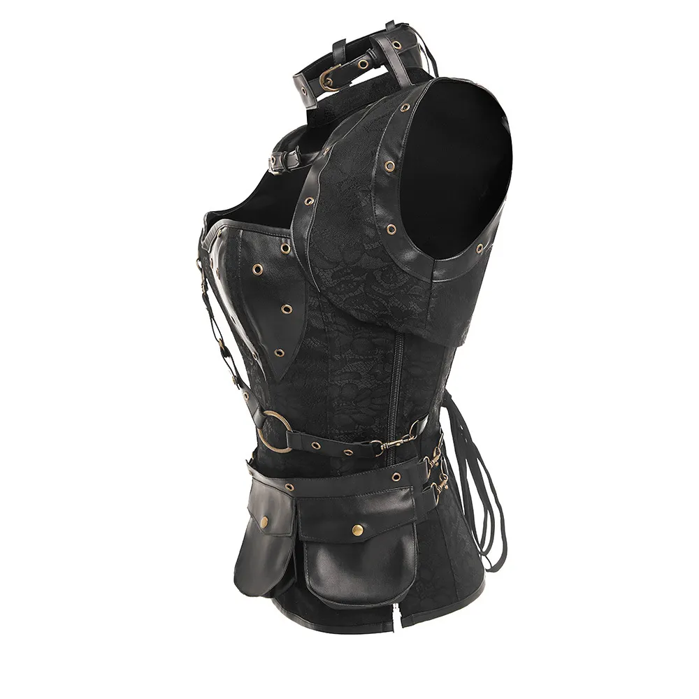 Churchf Churchf Retro With Gothic PU Court Slim Belly Sexy Harness Top Women's Body Wear