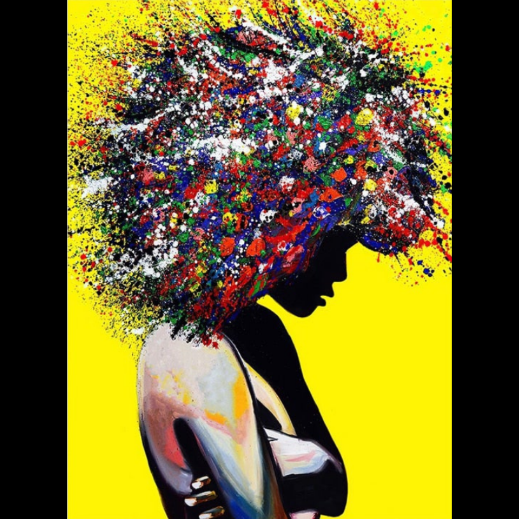 COLORED HAIR WOMEN OIL PAINTING CANVAS