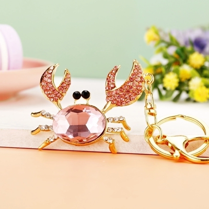 Cute Minimalist Crab Metal Inlay Rhinestones Women’s Keychain