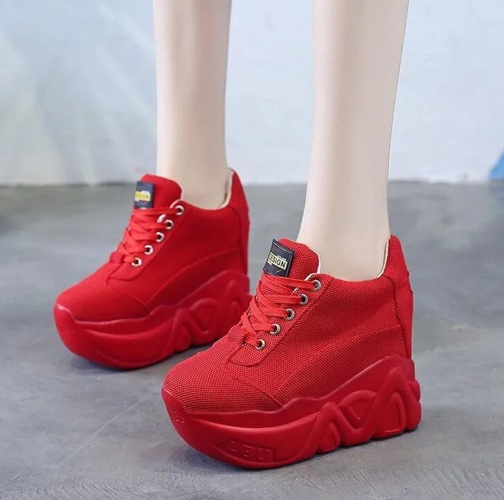 2020 White Trendy Shoes Women High Top Sneakers Women Platform Ankle Boots Basket Femme Chaussures Femmes Height Increase Shoes