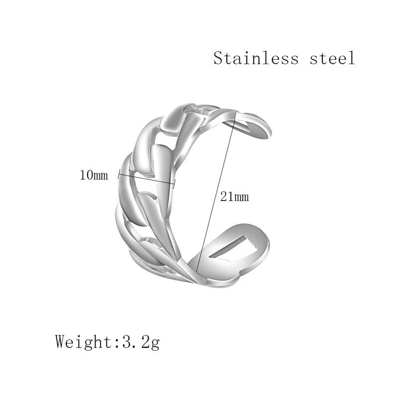 304 Stainless Steel 18K Gold Plated Minimalist Plating Solid Color Open Rings