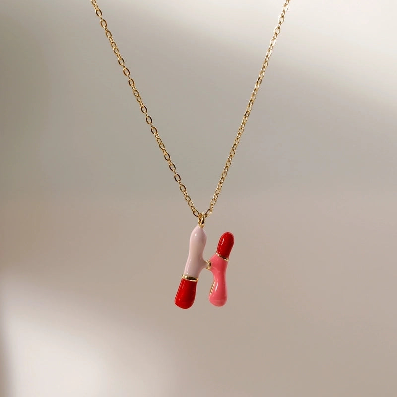 Copper 14K Gold Plated Chain Letter Pendant Necklace