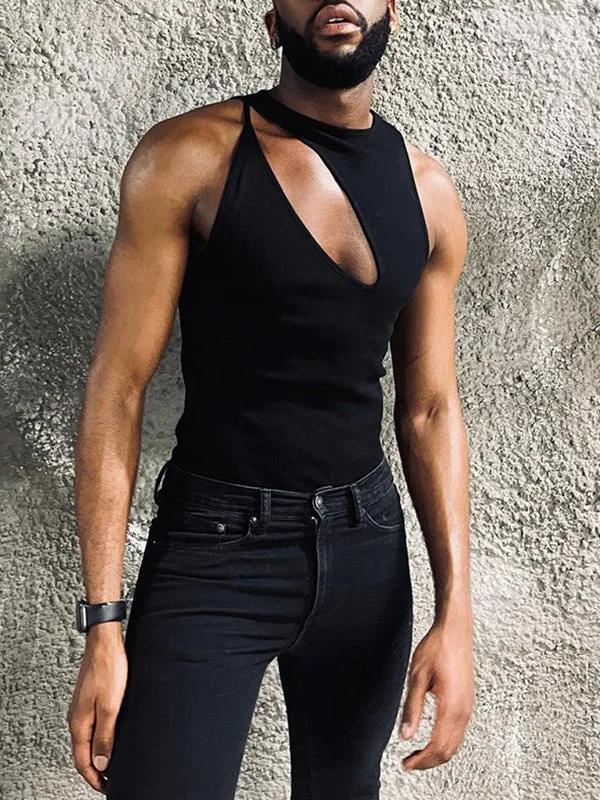 Mens Sexy Cutout Irregular Sleeveless Vest SKUI67902