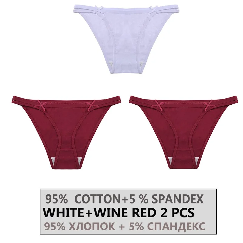 FINETOO 3PCS/Set Women's Cotton Underwear Sexy Lingerie Woman Panties Bownot Female Briefs Low-Rise Underpants 2021 Panties M-XL