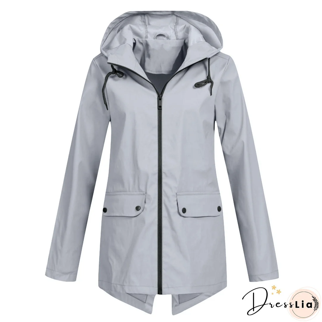 Women's Windcheater Zip Hooded Lightweight Outdoor Windproof Coats