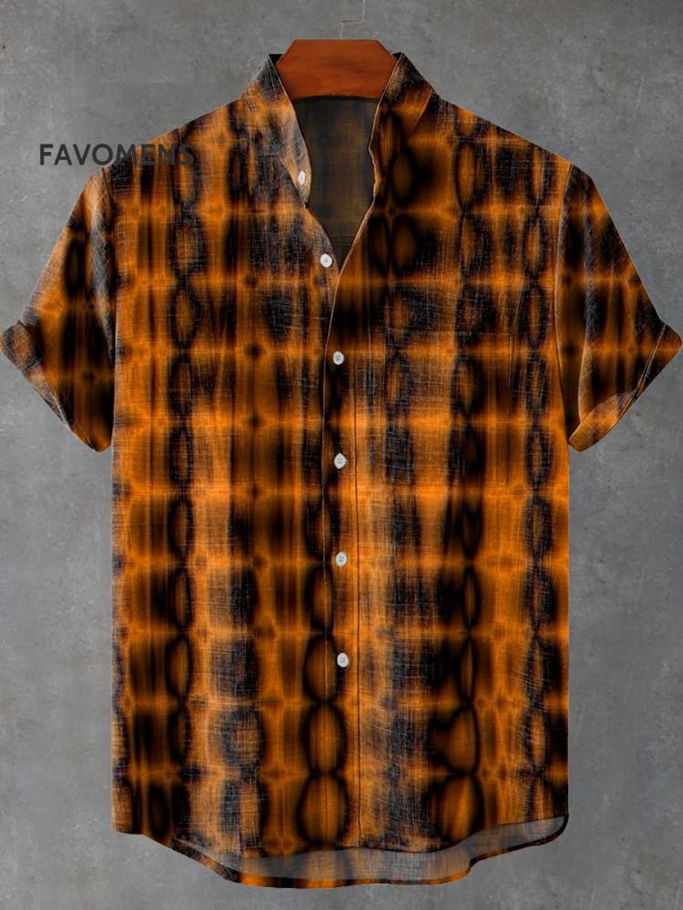 Vintage Art Print Casual 100% Cotton Shirt Multicolor / S