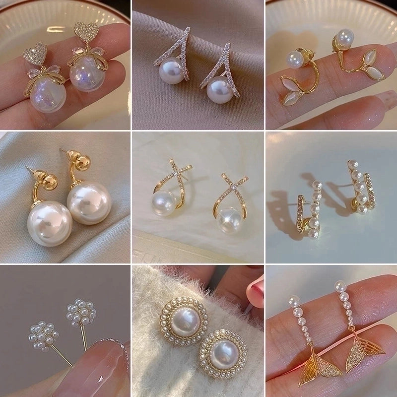 1 Pair Elegant Minimalist Streetwear Flower Bow Knot Plating Inlay Alloy Artificial Pearls Zircon Ear Studs