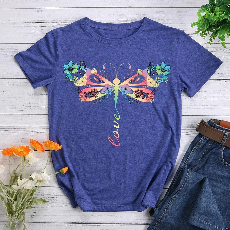 love dragonfly Round Neck T-shirt-0024063
