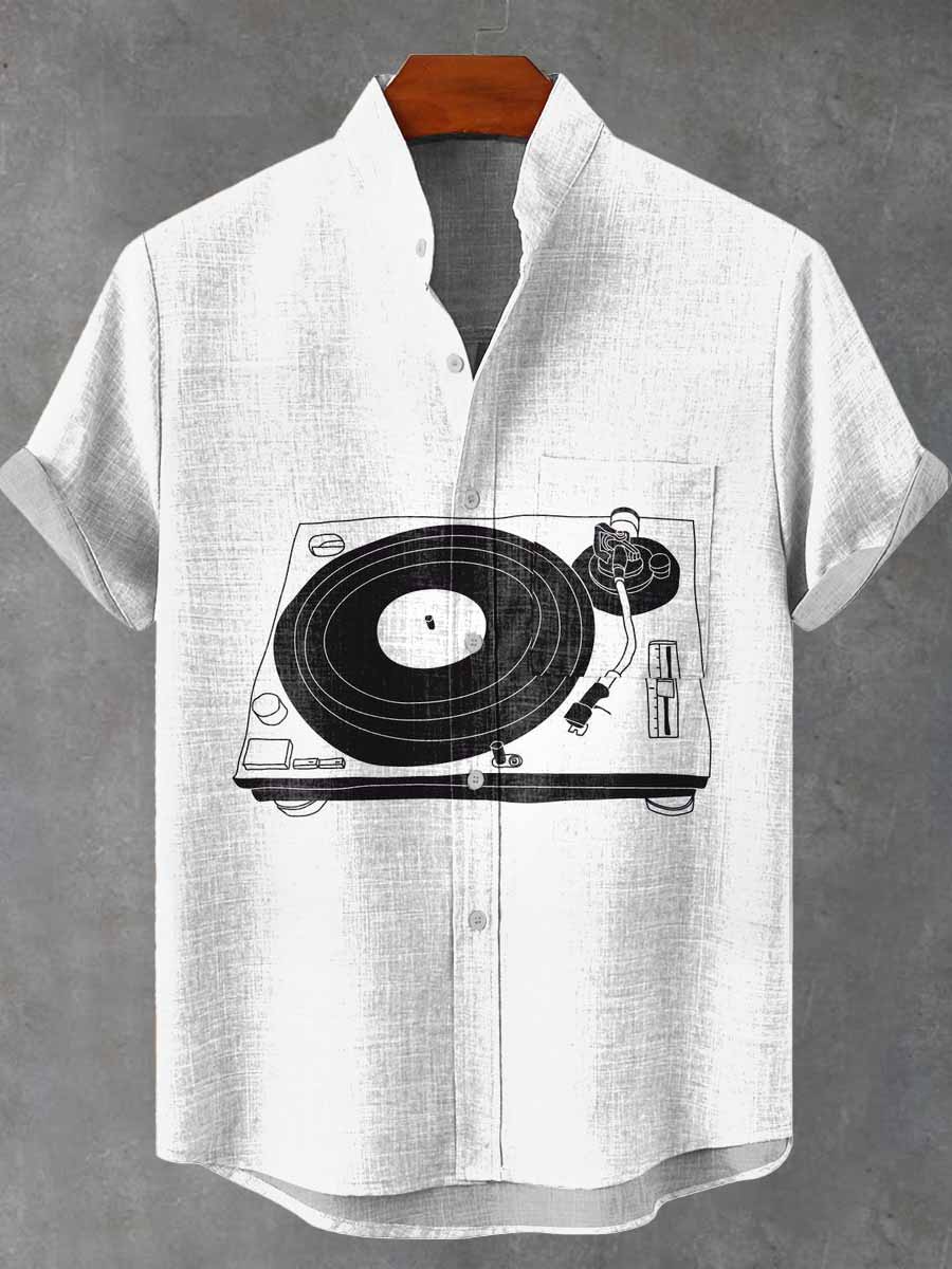 Art Abstract Music Machine Vintage Print Casual 100% Cotton Shirt