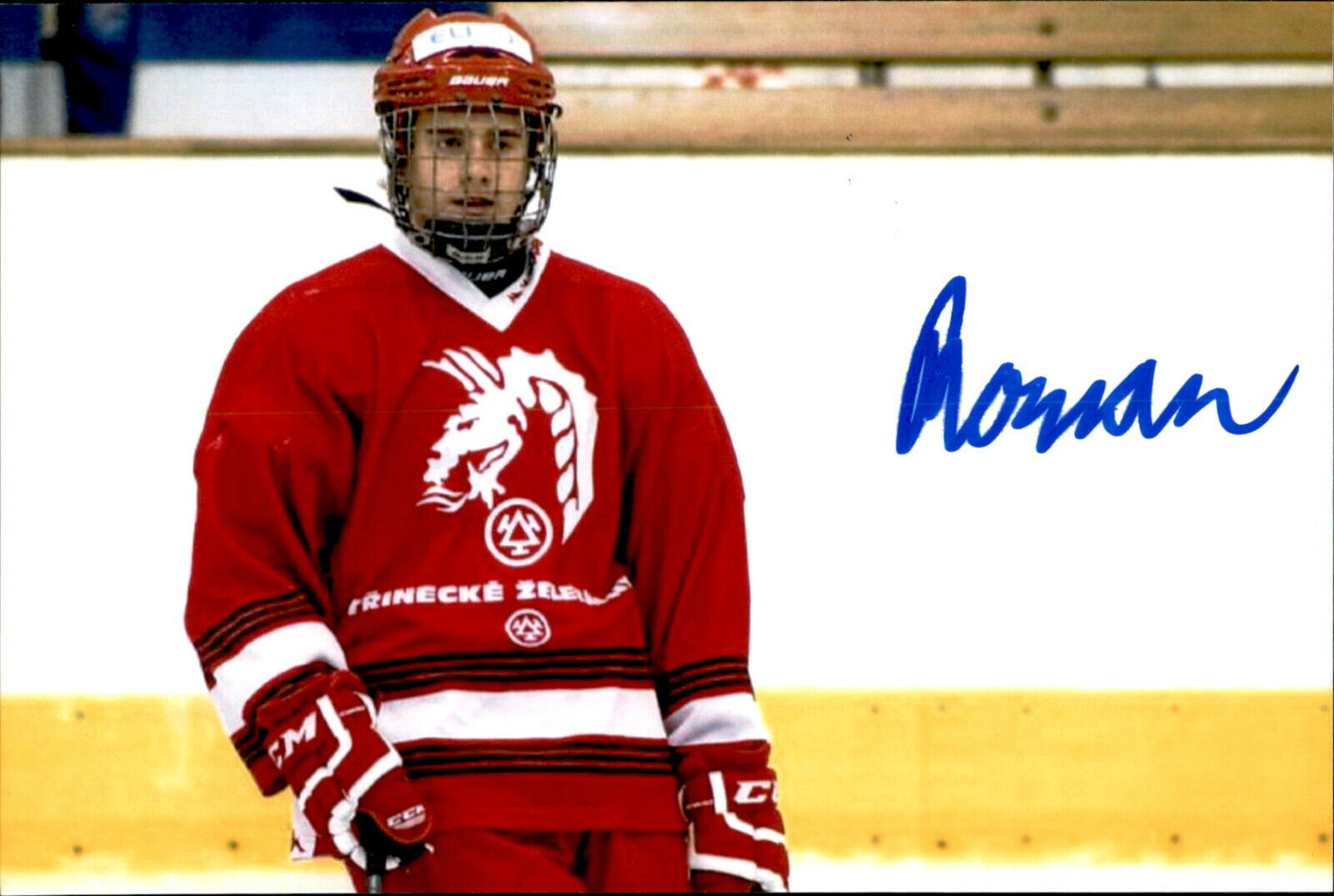 Milos Roman SIGNED 4x6 Photo Poster painting TEAM SLOVAKIA / HC Trinec / CALGARY FLAMES #4