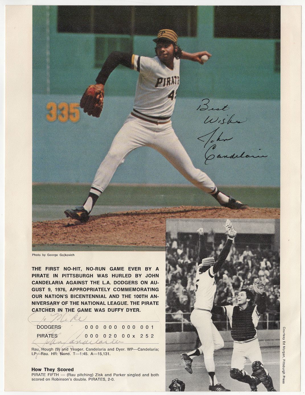 John Candelaria signed autographed magazine page! Guaranteed Authentic! 3531