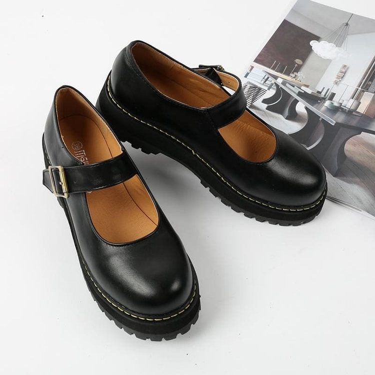 Black Cosplay Lolita  Uniform Thick Form Shoes  SP153594