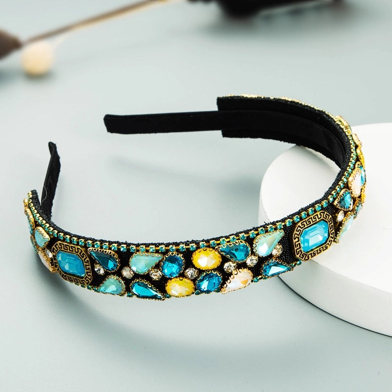 Women’s Casual Vacation Classic Style Color Block Alloy Rhinestone Glass Inlay Rhinestones Hair Band