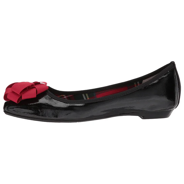 Black Red Bow Comfortable Flats |FSJ Shoes