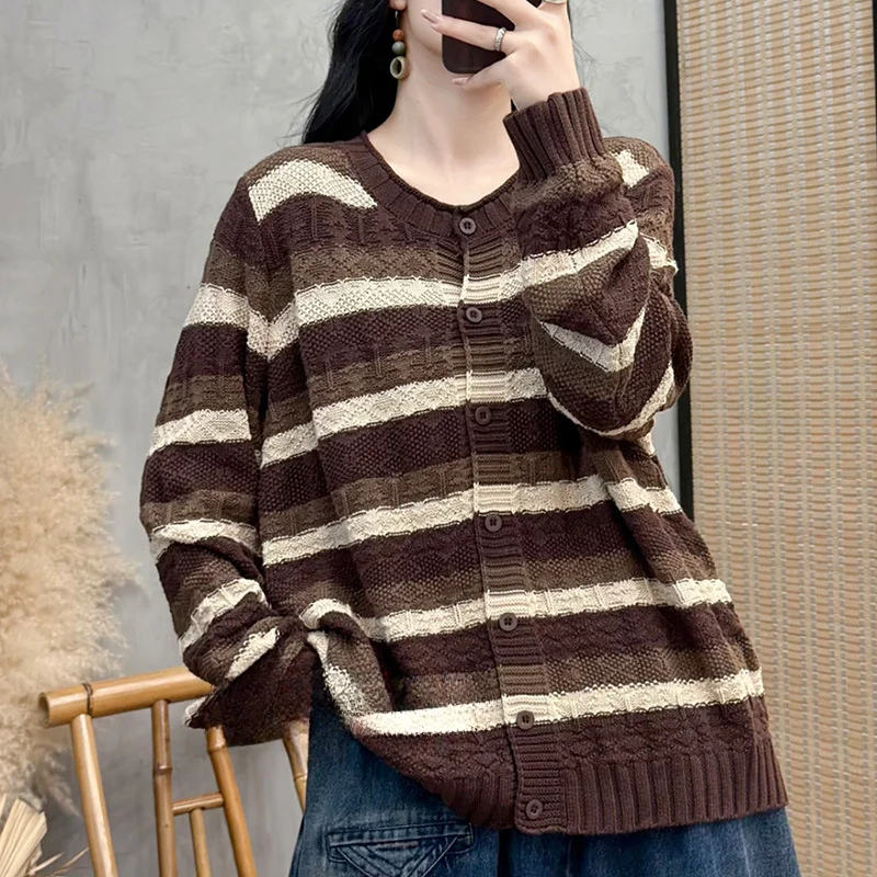 Chicfifth Sweater Women Winter Long Sleeve High Quality Autumn Vintage Top Knitted Cardigan
