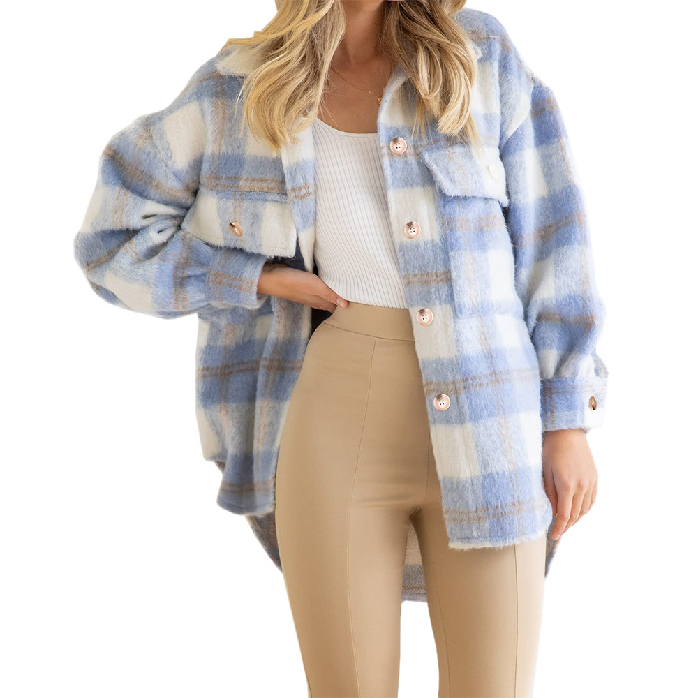  thdmladies Plaid Mohair Coat Wool Thick Coat thedmladies