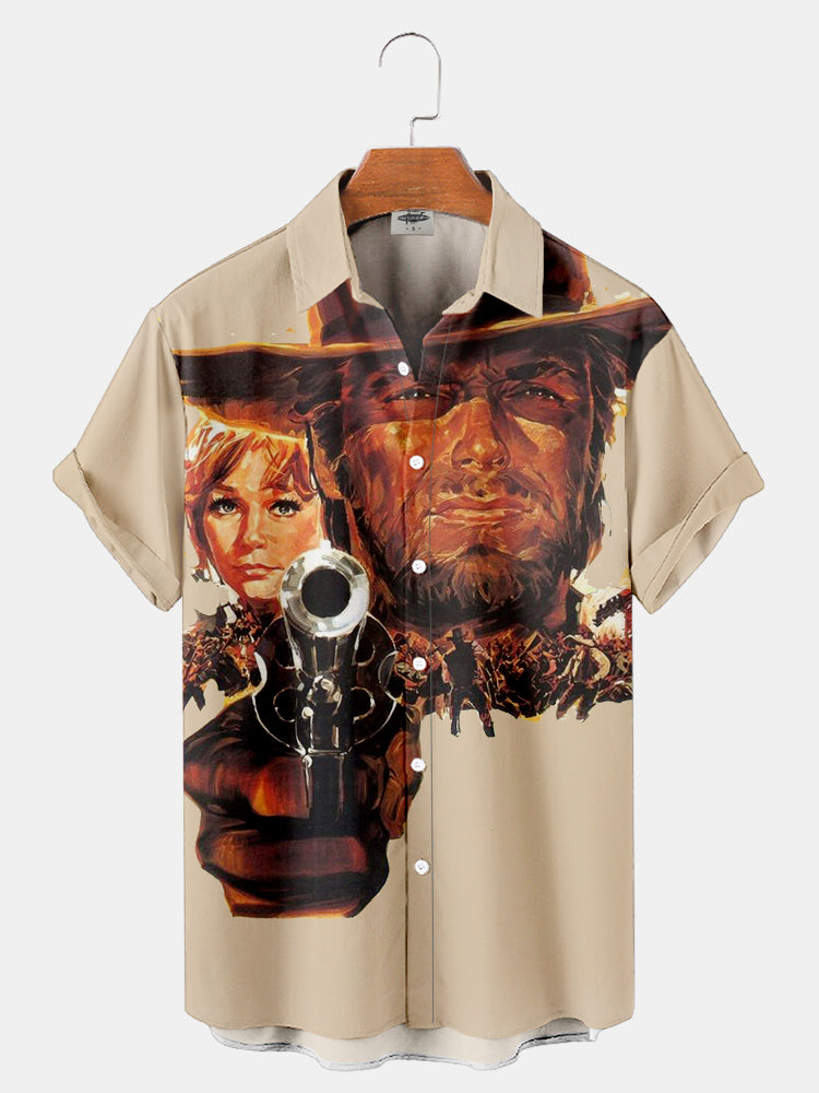 Men'S Classic West Movie Poster Printed Shirt PLUSCLOTHESMAN