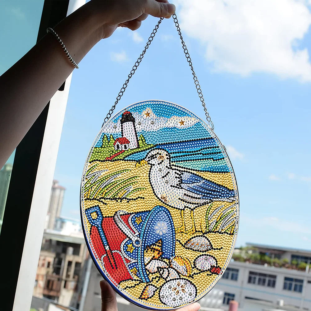 DIY Seagull Diamond Dots Art Cute Home Garden Decoration(Single Side)