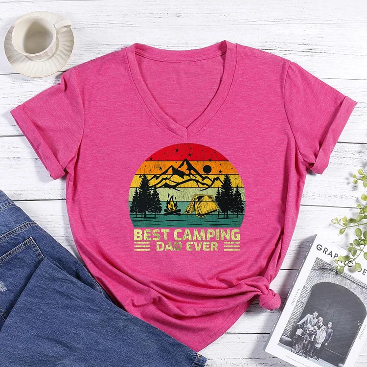 Women's Vintage Camp Site Graphic V-Neck Tee