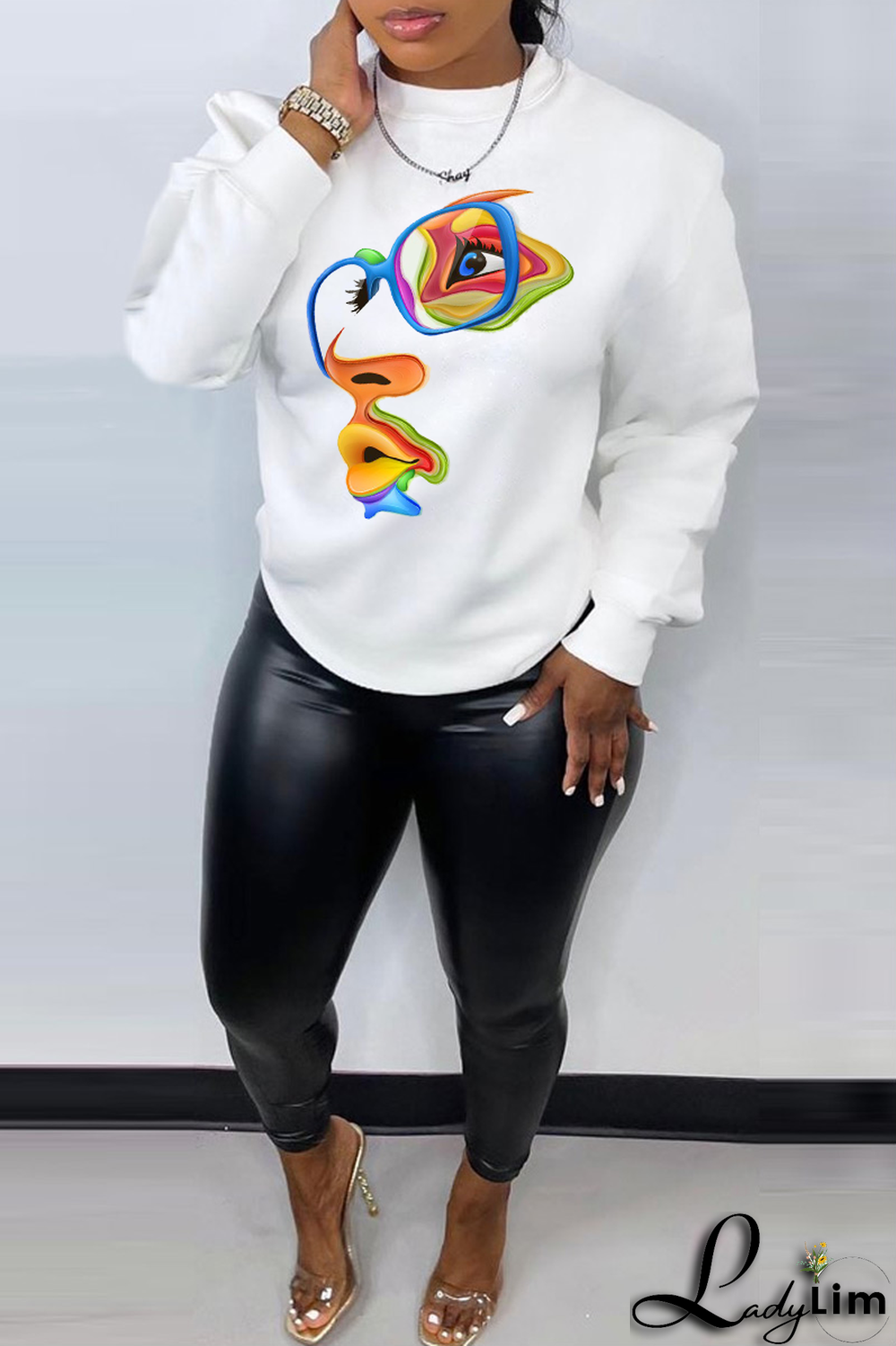 White Street Daily Print Patchwork O Neck Tops