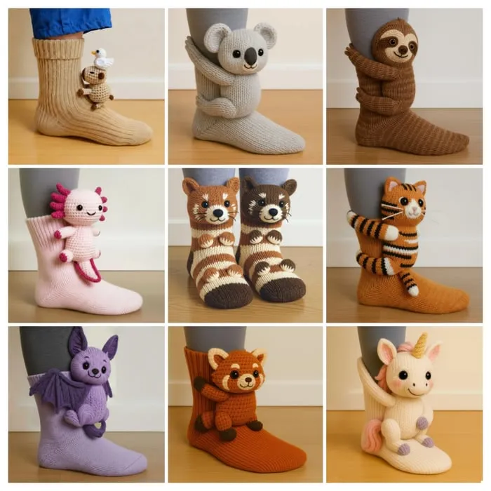 Hughug 3D Knit Animal Socks