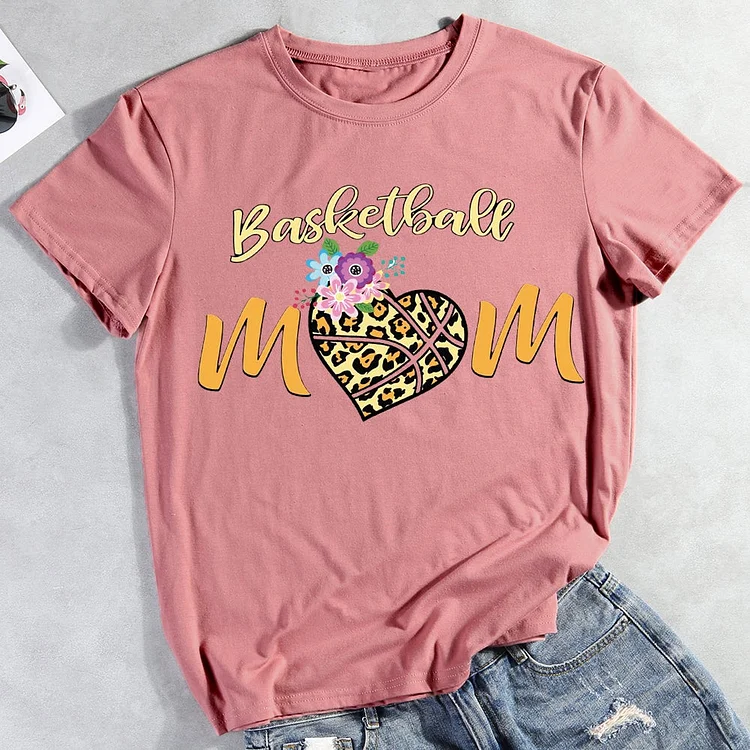 Basketball Mom heart leopard  T-shirt Tee -011346