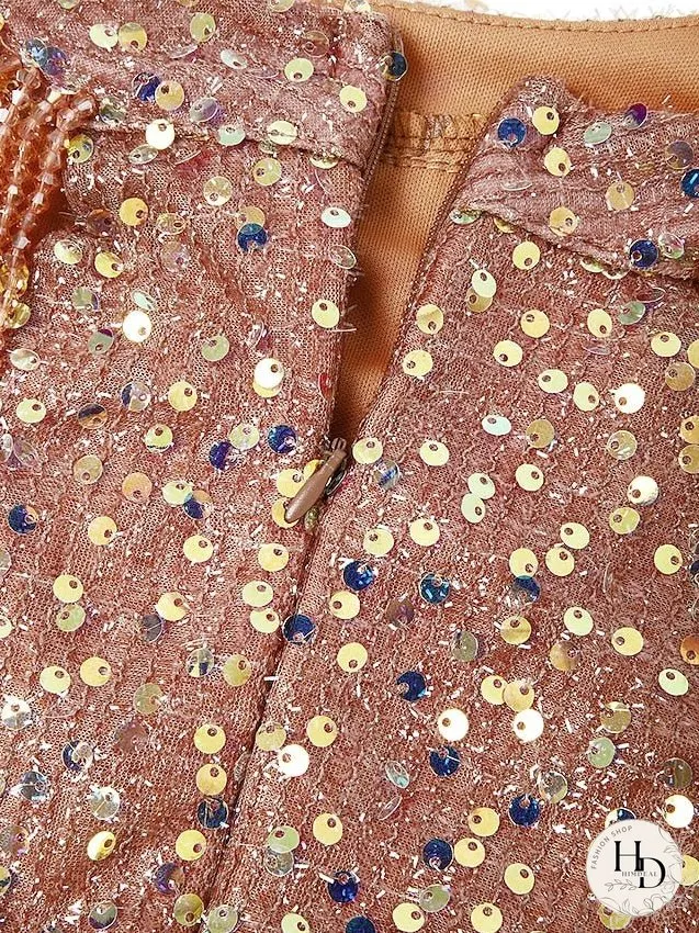 Bodycon Mini Dress Black Pink Sleeveless Pure Color Sequins Tassel Fringe Beads Spring Summer Crew Neck Hot Elegant Party S M L XL / Party Dress for Women