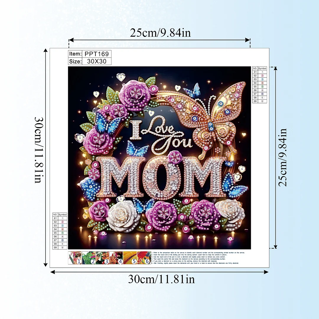 Diamond Painting - Partial Special Shaped Drill - I Love You Mom(Canvas|30x30cm)