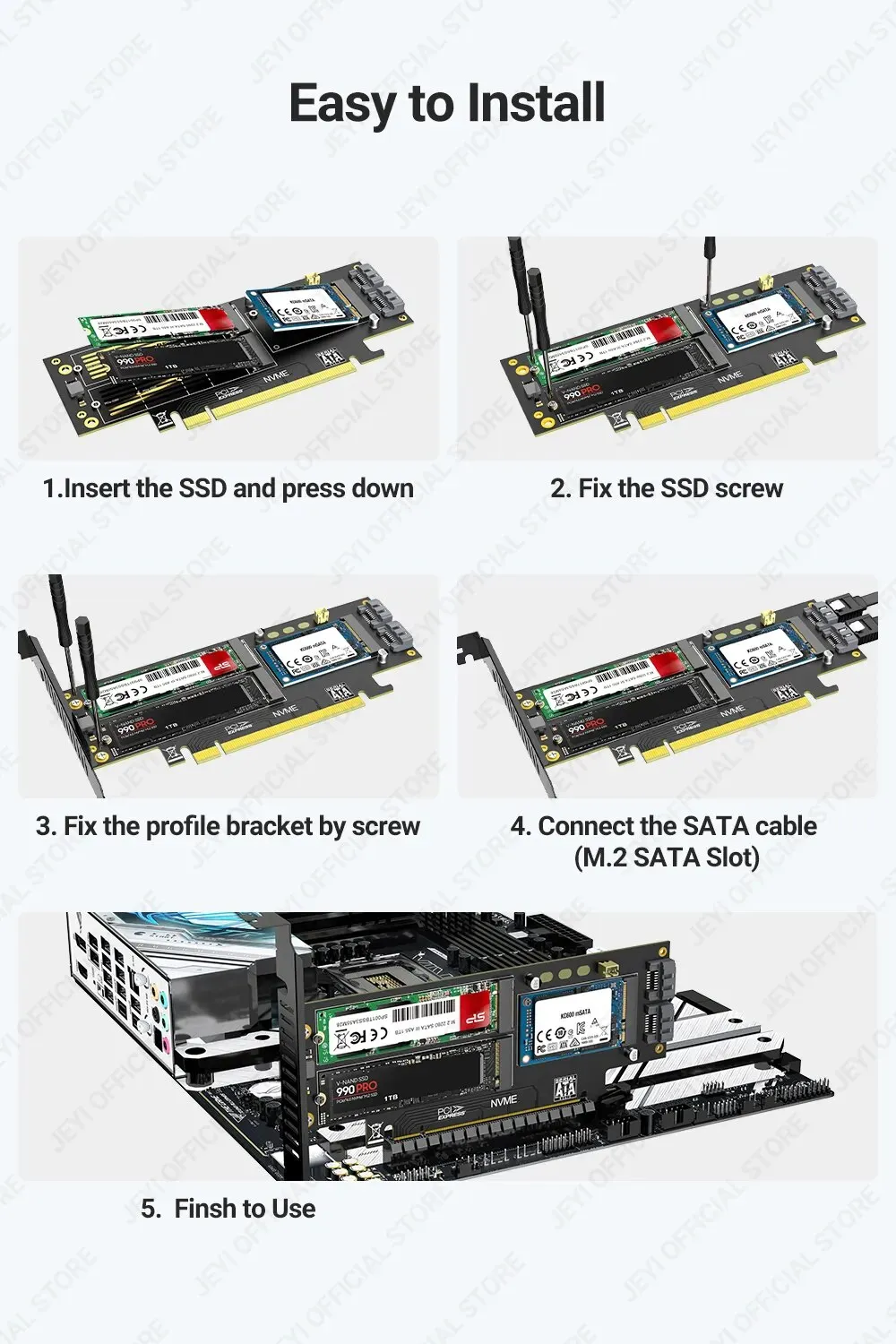 Adattatore Jeyi Sk6 M.2 Dual M.2 Pcie 4.0 Per Nvme/ngff Ssd, Ssd Nvme M Key And Sata B Key Ssd To Pcie X4 X8 X16 Slot P 31700853