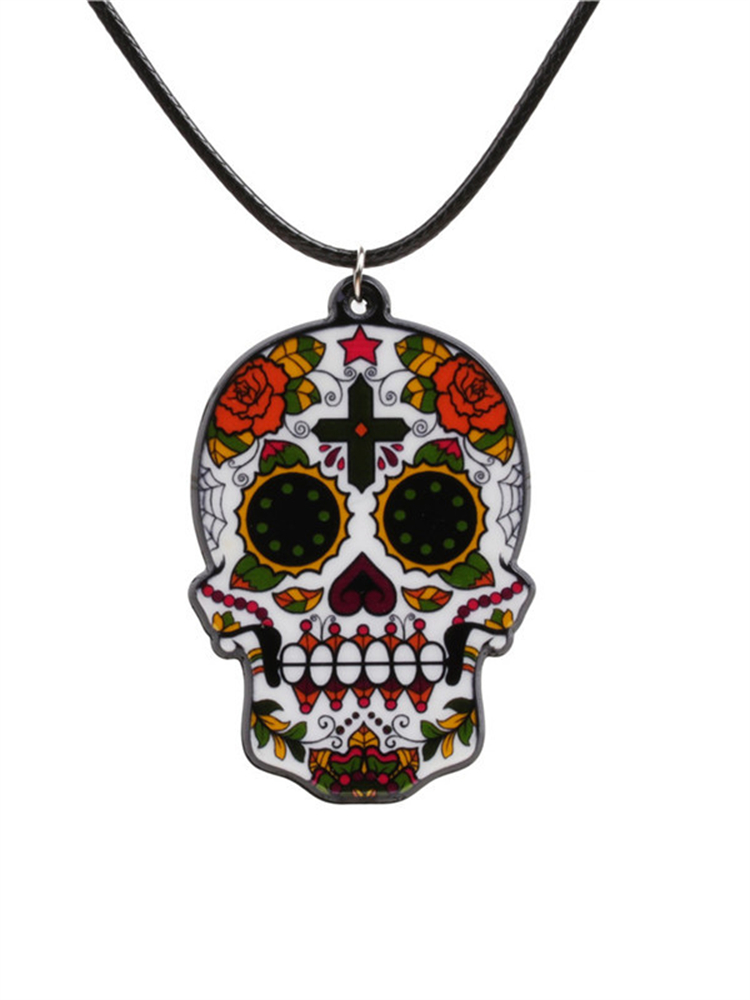 Day Of The Dead Sugar Skull Necklace wearshes