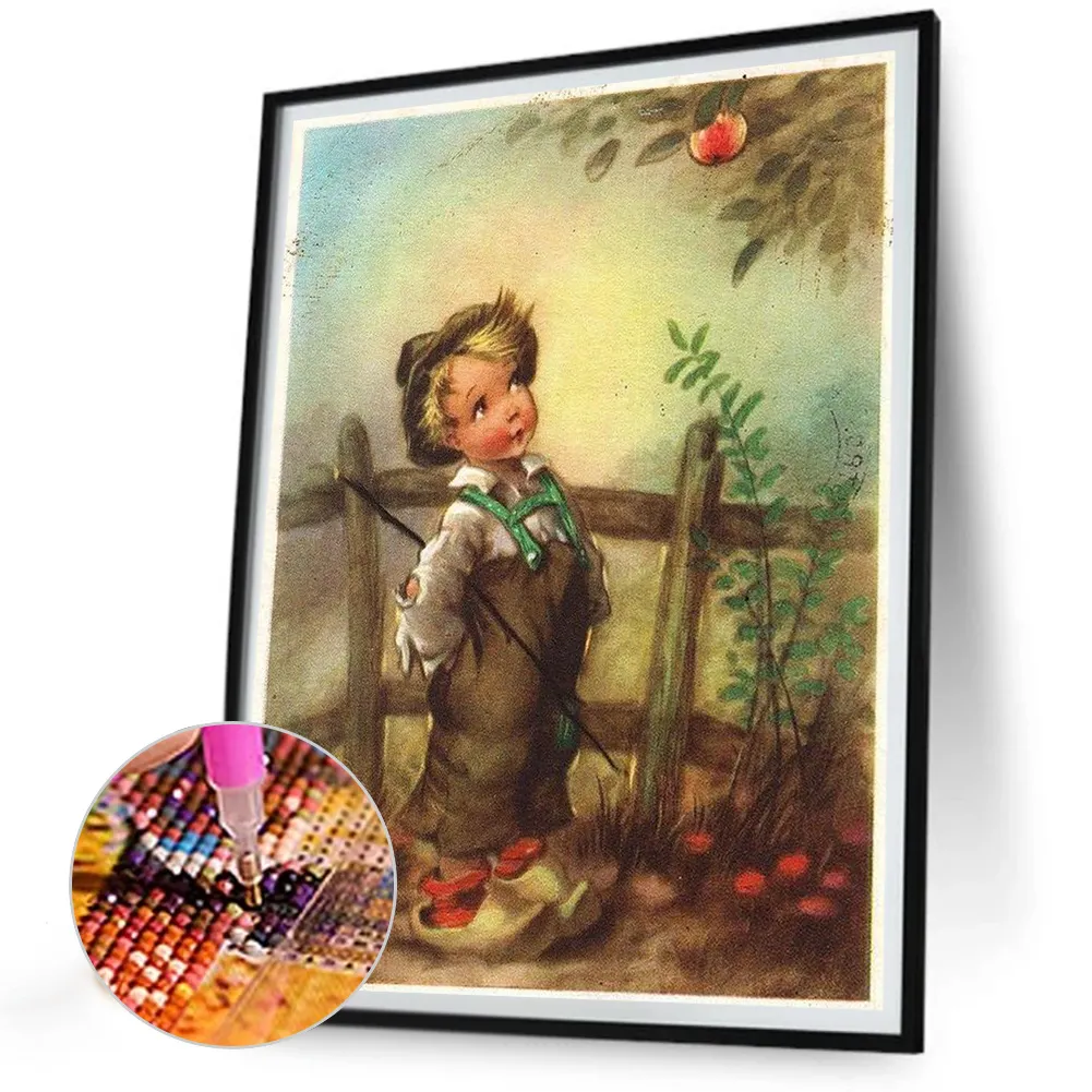 Full Round Diamond Painting 30*40cm - Retro Poster Kids