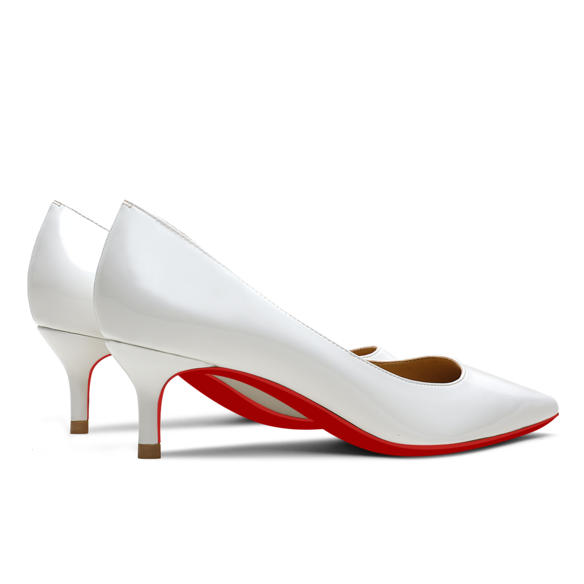 50mm Women's Low Heel Kittens Pointed Toe Red Bottom Casual Slip On Pumps-MERUMOTE