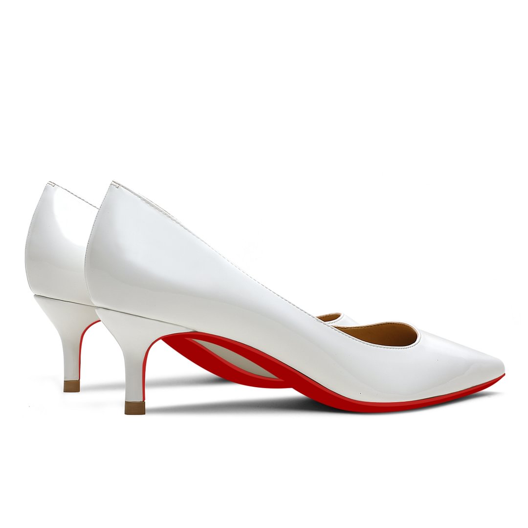 50mm Women's Low Heel Kittens Pointed Toe Red Bottom Casual Slip On Pumps-MERUMOTE