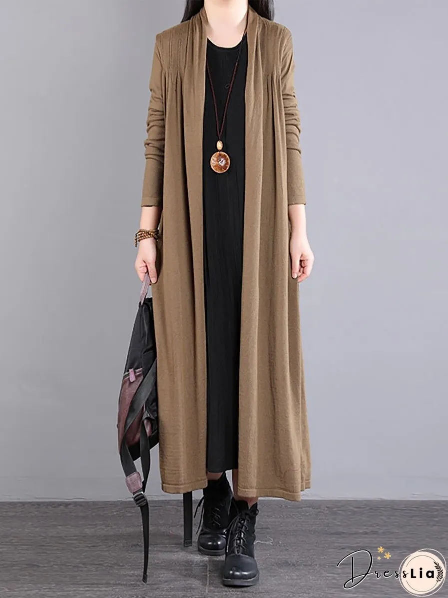 Women Autumn Loose Solid Long Knited Cardigans