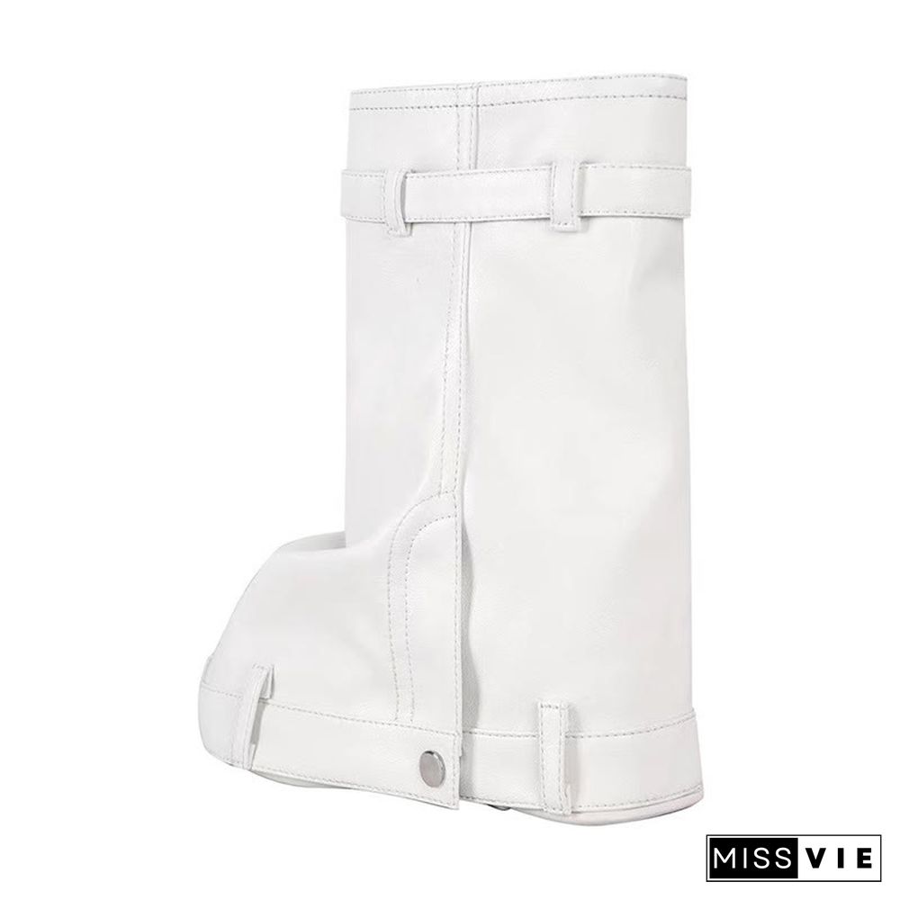 Fashion Fold Over Zipper PU Platform Boots