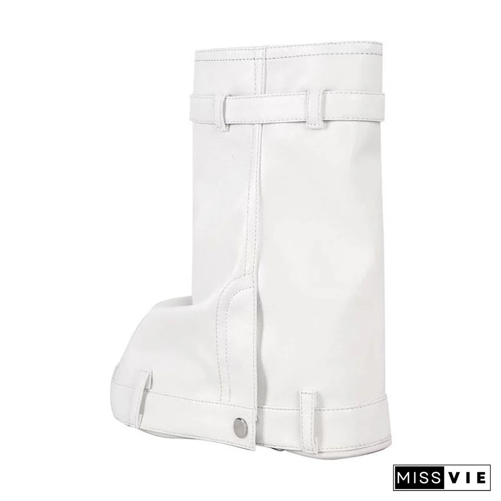 Fashion Fold Over Zipper PU Platform Boots